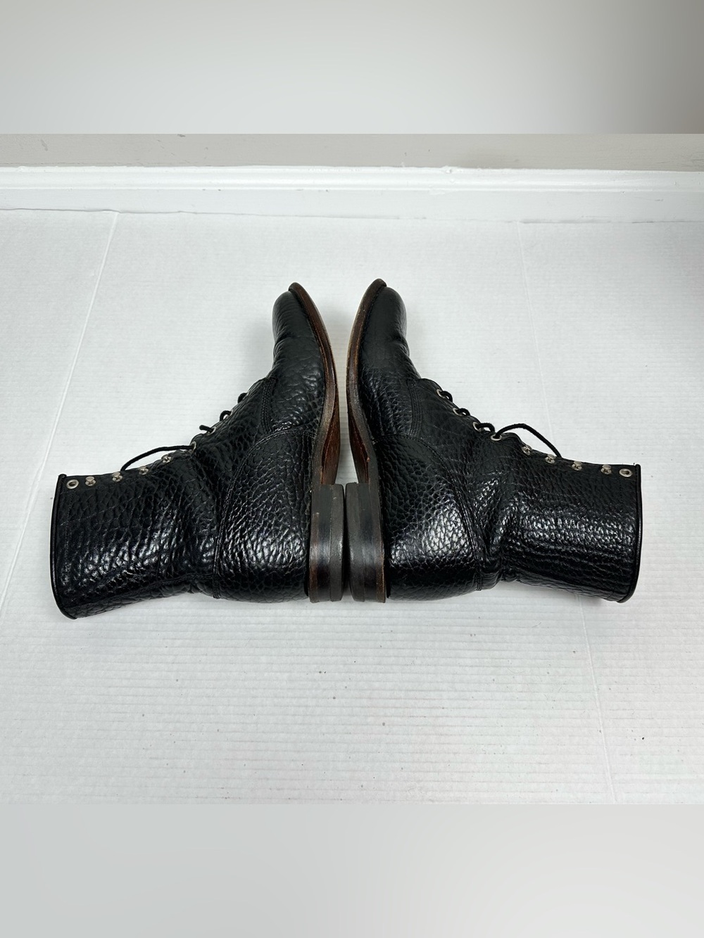 Justin 522 Black Leather Lace Up Western Boots Men’s Size 9.5 EE - Picture 6 of 13